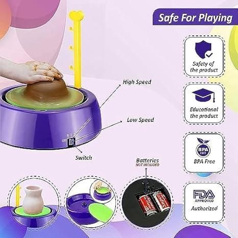 Kids Pottery Wheel Battery Operated Pottery Making Machine Painting Kit cctvxh-5t