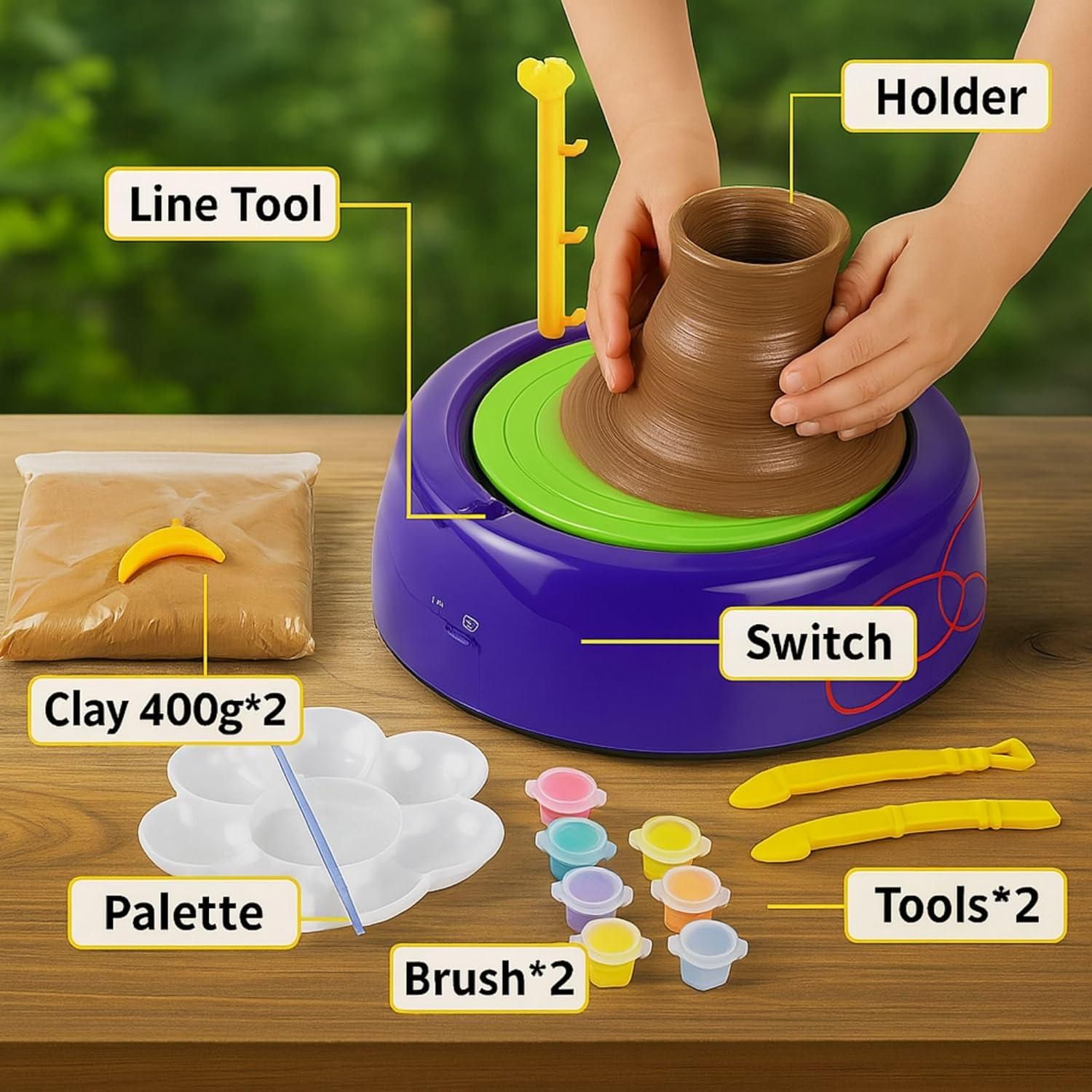 Kids Pottery Wheel Battery Operated Pottery Making Machine Painting Kit cctvxh-5t