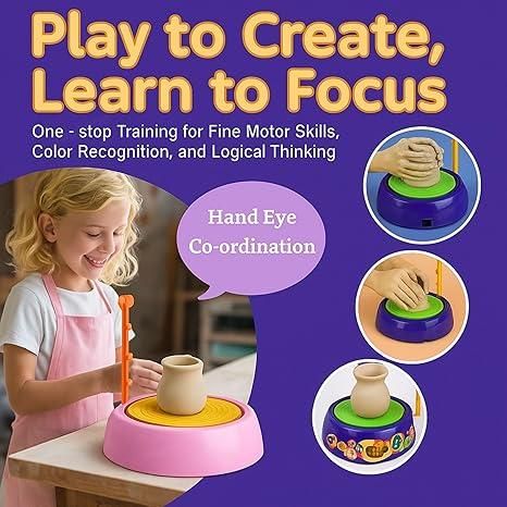 Kids Pottery Wheel Battery Operated Pottery Making Machine Painting Kit cctvxh-5t